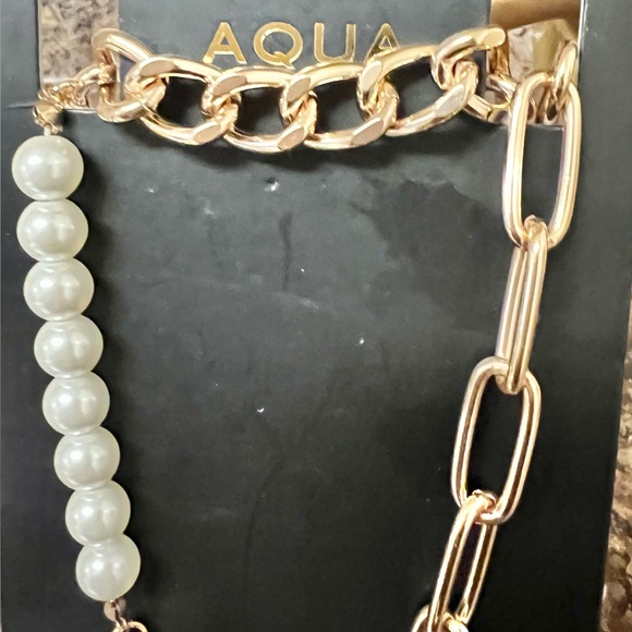 NWT AQUA Imitation Pearl & Stirrup Link Chain - Exclusive - Picture 4 of 7